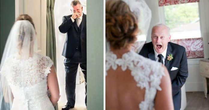 29 pais e as suas reacções emocionantes ao verem as filhas vestidas de noiva pela primeira vez