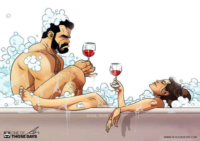 sabiaspalavras.com - Artista cria série de ilustrações hilariantes que retratam o seu dia-a-dia com a esposa