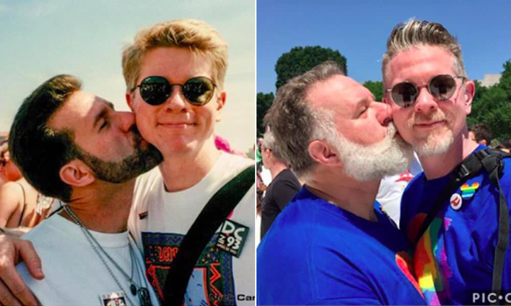 sabiaspalavras.com - Casal homossexual recria fotografia de início de relacionamento há 25 anos provando que o seu amor é verdadeiro