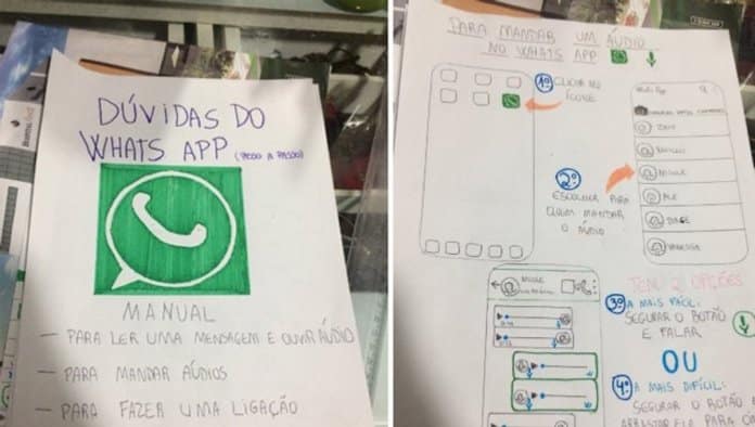 Jovem cria manual ilustrado para avó da namorada aprender a usar WhatsApp