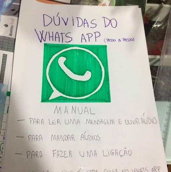 sabiaspalavras.com - Jovem cria manual ilustrado para avó da namorada aprender a usar WhatsApp