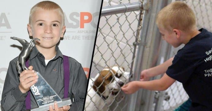 Roman, o menino de 7 anos recebeu prémio da ASPCA por salvar mais de 1.300 cachorros