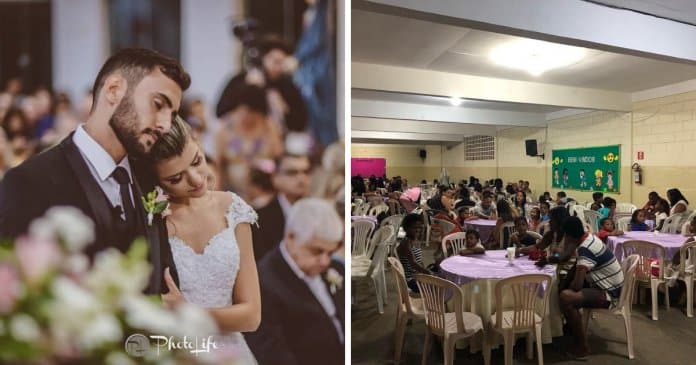 Casal recém-casado troca a sua festa de casamento por jantar para famílias carenciadas