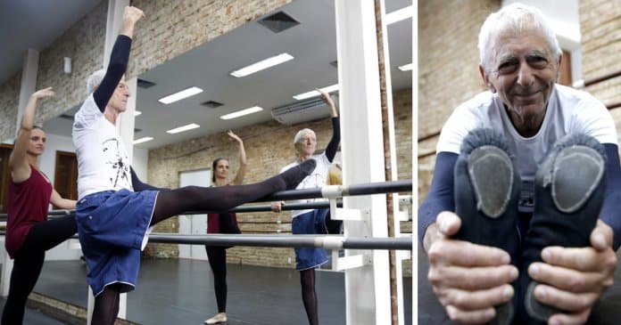 Idoso de 80 anos faz 5 aulas de balé todos os dias