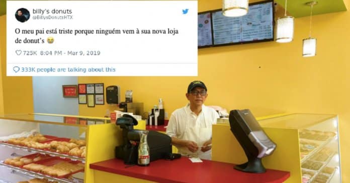 Jovem partilha foto do pai triste por ninguém aparecer na sua nova loja de donut’s…