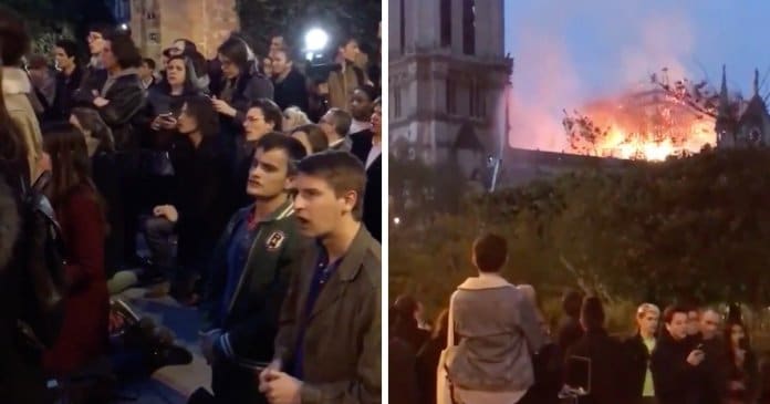 Multidão emociona o Mundo ao cantar “Ave Maria” enquanto a Catedral Notre-Dame ardia