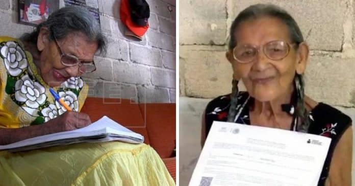 Aos 96 anos, idosa aprende a ler e a escrever e pretende terminar o ensino secundário