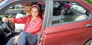 Mulher opta por viver no seu carro para não ter de abandonar os seus cachorros