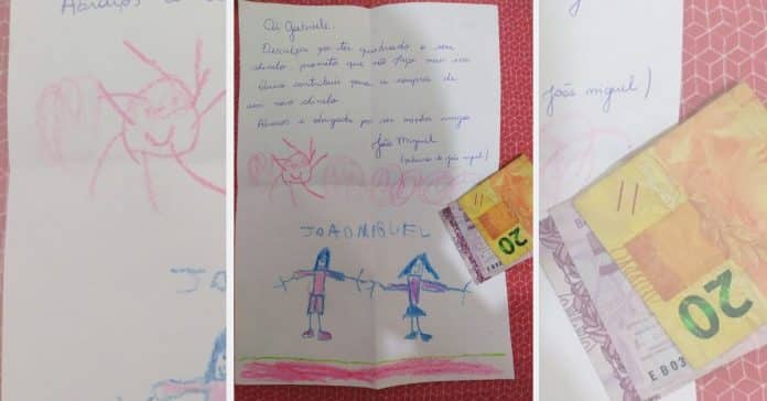 Menino quebra chinelo de colega e surpreende com carta adorável no dia seguinte