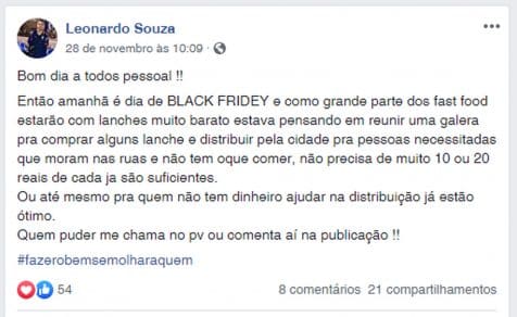 sabiaspalavras.com - Jovem aproveita Black Friday para ajudar pessoas sem-abrigo