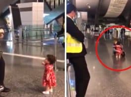 Menina educada pede permissão a um guarda para abraçar sua tia no aeroporto e comove a internet