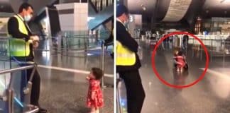 Menina educada pede permissão a um guarda para abraçar sua tia no aeroporto e comove a internet