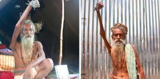 Homem indiano mantém braço direito levantado há mais de 45 anos