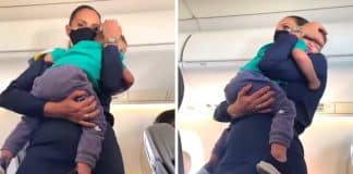 “Coração de mãe”: Aeromoça ajuda pai a aconchegar seu bebê que chorou muito durante o voo