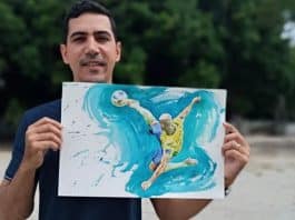 Gol de Richarlison na Copa vira pintura de artista cearense