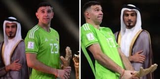 “A cerimônia foi suja”: gesto obsceno de “Dibu” Martínez ao ser premiado melhor goleiro