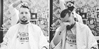 Barbeiro raspa seu cabelo em solidariedade a cliente