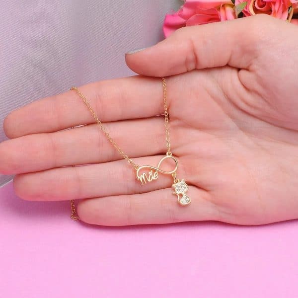 sabiaspalavras.com - Colar Pingente Mãe De Gato - Banhado Ouro 18k
