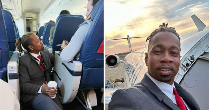 Comissário de bordo viraliza por acalmar mulher em um voo – superou o medo