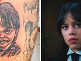 Fã faz tatuagem bizarra de ‘Wandinha’ e viraliza nas redes sociais