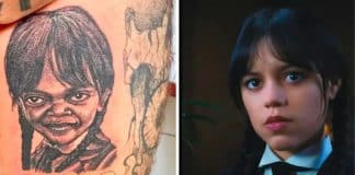 Fã faz tatuagem bizarra de ‘Wandinha’ e viraliza nas redes sociais