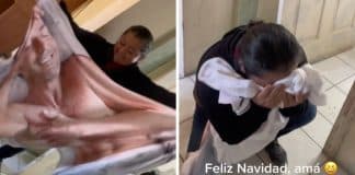Filho presenteia sua mãe com um cobertor de seu cantor favorito para que ela “dormisse” com ele