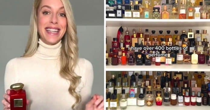 Mulher obcecada por perfume tem mais de 400 frascos e até usa para dormir