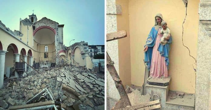 Estátua da Virgem Maria permanece de pé e intacta após o terremoto na Turquia