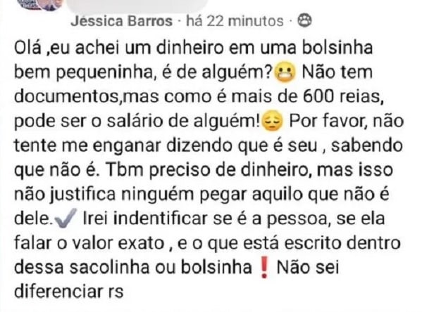 sabiaspalavras.com - Jovem encontrou bolsa com R$ 1,7 mil, devolveu-a e acabou ganhando um emprego