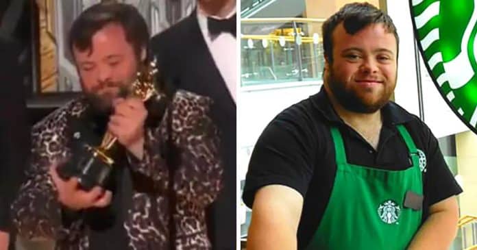 Ator com síndrome de Down que voltou a trabalhar na Starbucks ganha prêmio no Oscar