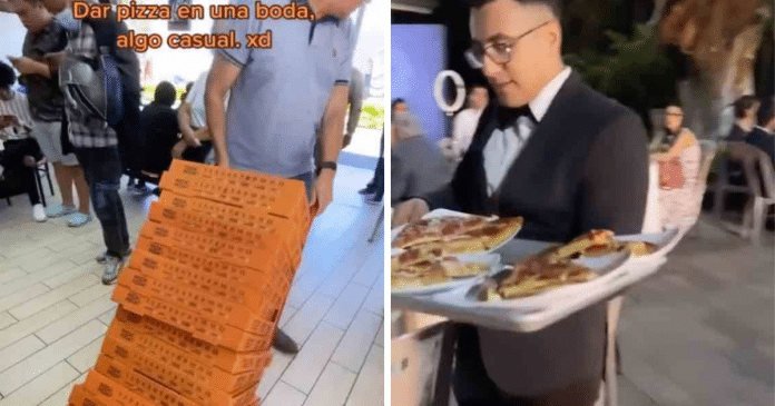 Casal opta por pizzas em vez de jantar chique em casamento