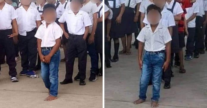 Menino é elogiado por ir às aulas apesar de não ter sapatos nem uniforme: “A vontade de aprender é maior”