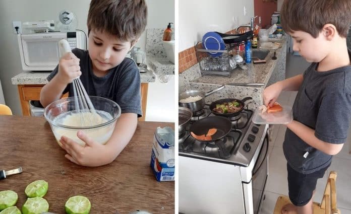 Mãe ensina seu filho de 10 anos a cozinhar para que ele nunca o exija de sua futura esposa