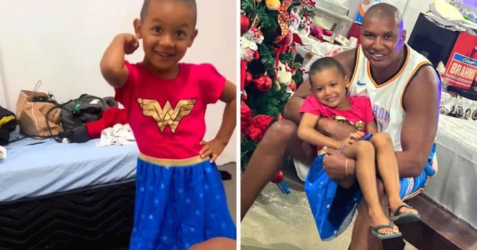 Vídeo de menino de 4 anos com fantasia de Mulher-Maravilha viraliza nas redes sociais: “É vestido?”