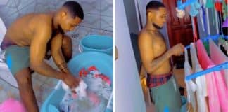 Homem recebe elogios após ajudar esposa com roupa suja do bebê antes de ela acordar