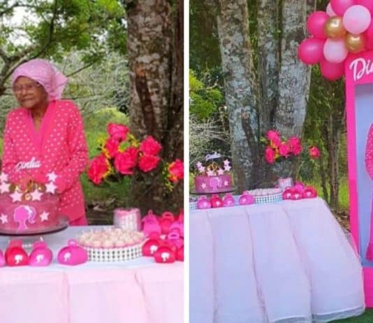 Idosa celebra aniversário de 107 anos com tema da Barbie: “É a nossa boneca”