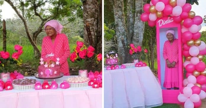 Idosa celebra aniversário de 107 anos com tema da Barbie: “É a nossa boneca”