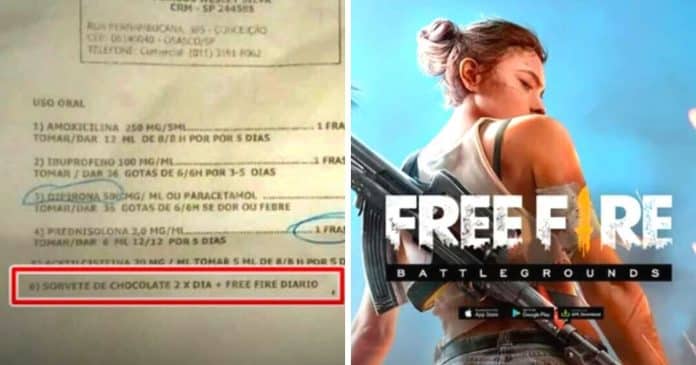 Médico receita sorvete de chocolate e jogo ‘Free Fire’ para criança com sintomas de gripe; mãe acha deboche