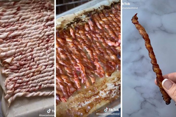As pessoas estão fazendo bacon torcido, nós experimentamos e é incrível