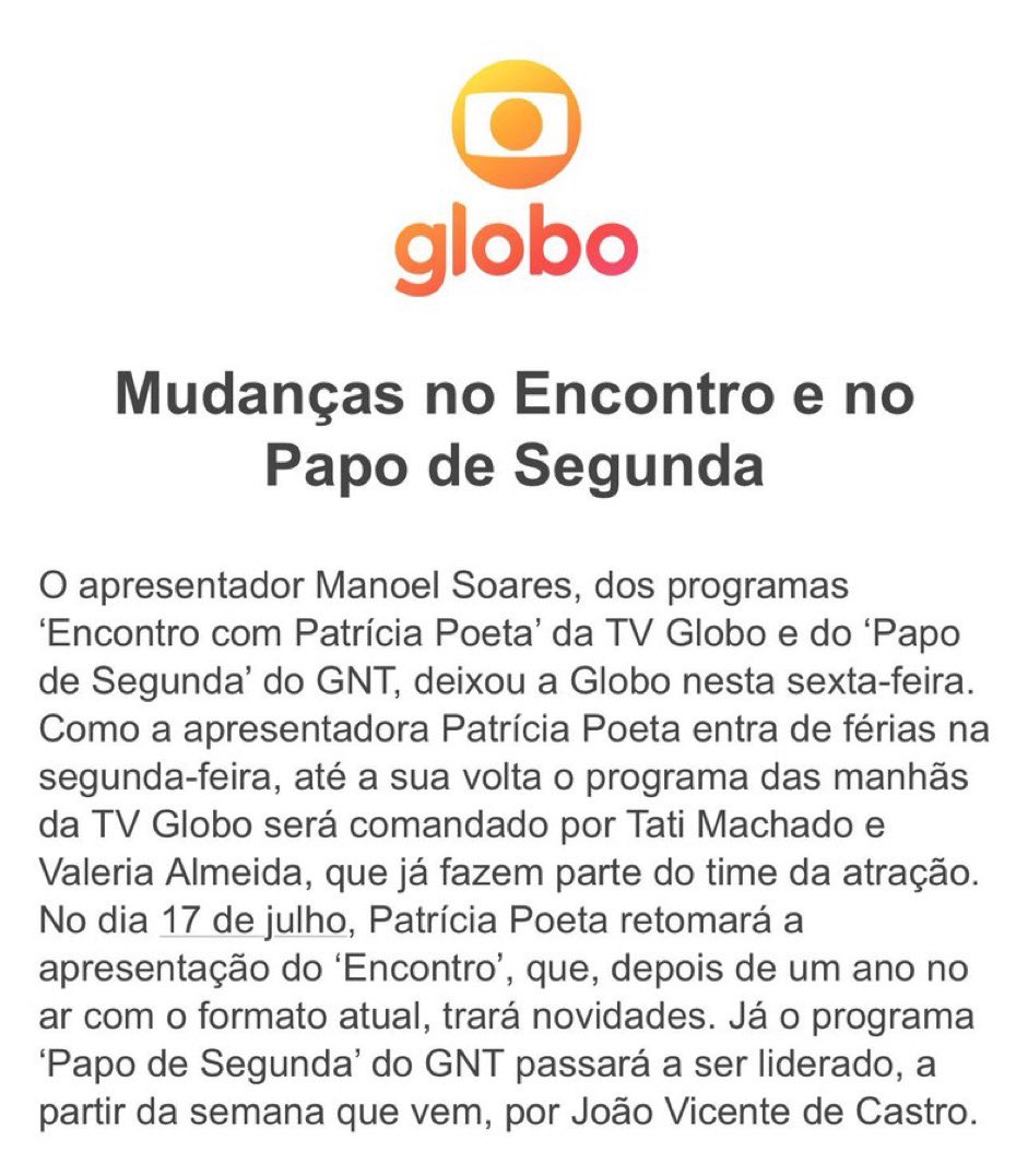 sabiaspalavras.com - Manoel Soares é demitido depois de 21 anos de Globo após conflito com Patrícia Poeta