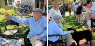 Idoso comemora aniversário de 100 anos rodeado por mais de 200 cachorros