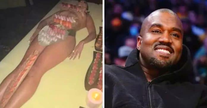 Kanye West gera ainda mais polêmica por servir sushi em mulher na sua festa de 46 anos: “Decadente e cafona”