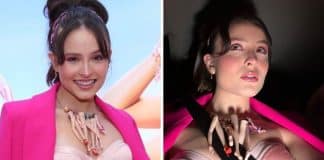 Após ser criticada, Larissa Manoela explica origem de colar com pernas de Barbie que usou em pré estreia do filme