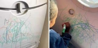 Mãe apoia filha a rabiscar avião com lápis de cor: “Se ela pedir pra pular do avião será que ela deixa?”