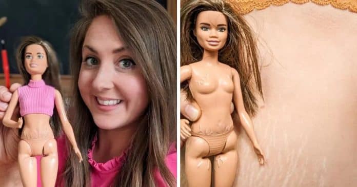 Mãe pinta estrias na Barbie para a filha iguais a que teve depois de sua gravidez