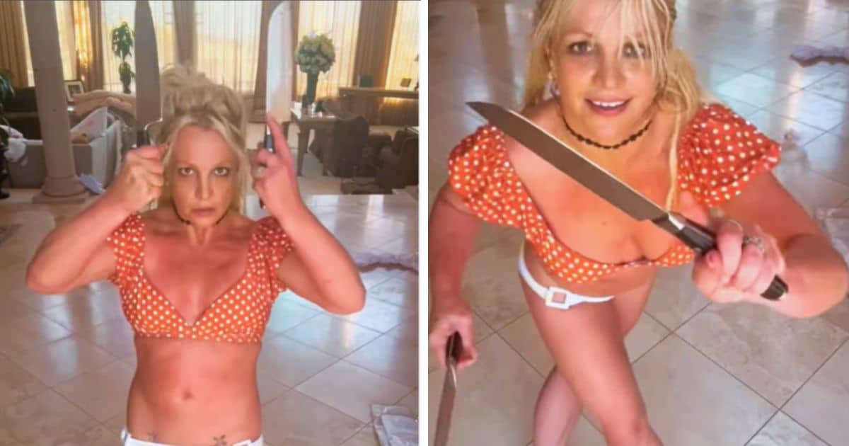 Fãs ficam preocupados depois que Britney Spears posta vídeo dançando com facas enormes