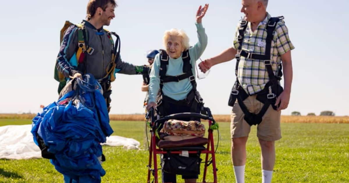 sabiaspalavras.com - Idosa de 104 anos salta de paraquedas e pode ser paraquedista mais velha do mundo