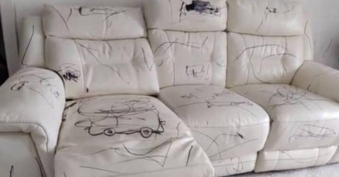 Pai tenta vender sofá todo rabiscado por filhos por 8 mil: você compraria?
