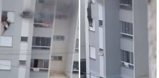 VÍDEO: Neta incendeia apartamento e avós pulam de prédio para fugir