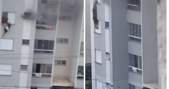 VÍDEO: Neta incendeia apartamento e avós pulam de prédio para fugir